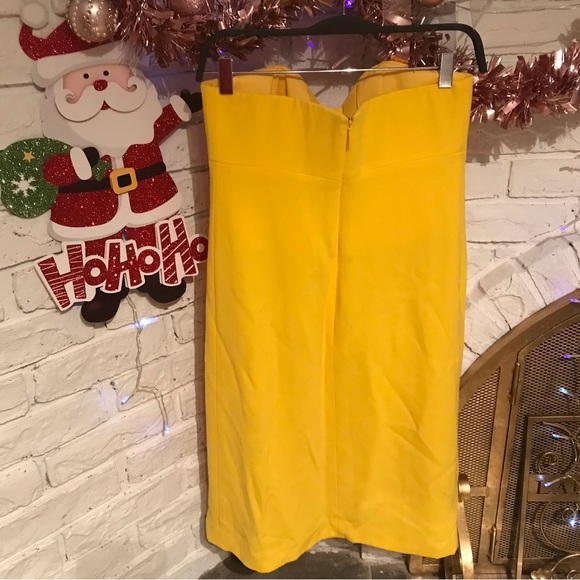 💛 Tory Burch Jada Strapless Knot Front Mini Dress in Bright Yellow Size 4 - Picture 5 of 11